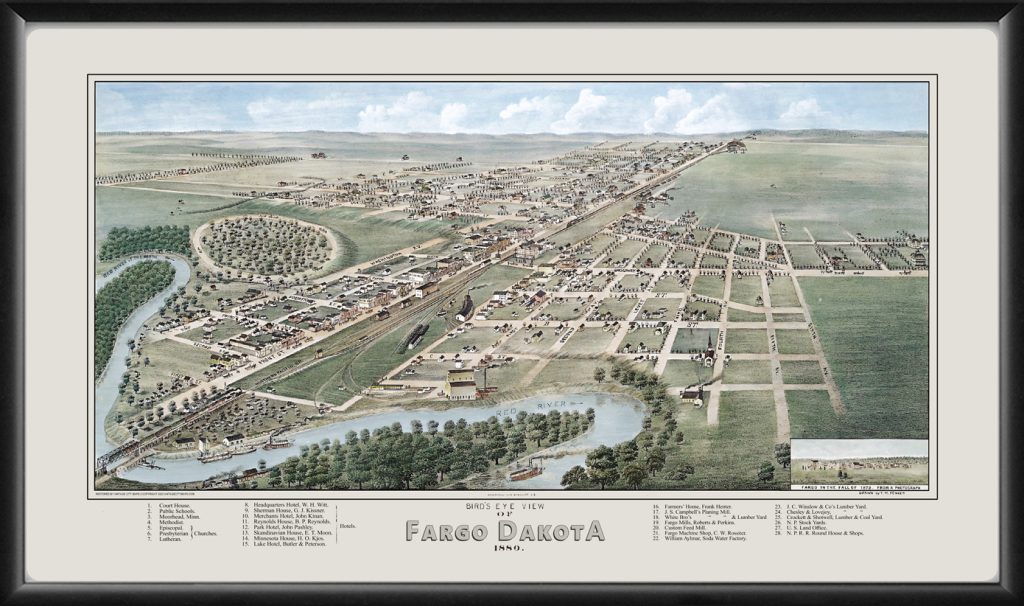 1880 Bird's Eye View of Fargo Dakota